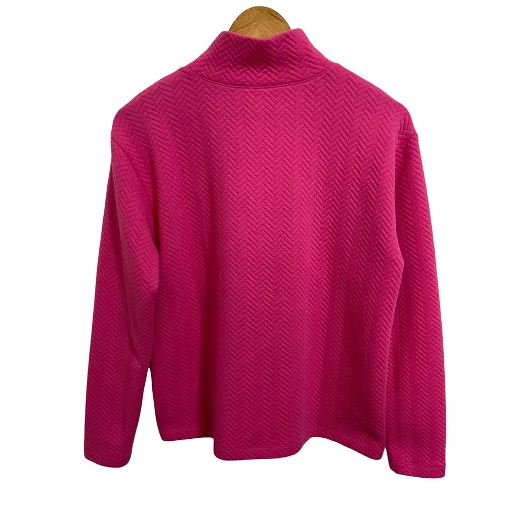 J.Crew Pink Herringbone Quilted Mock Neck Side Snap Pullover Preppy Size Small - Picture 3 of 10